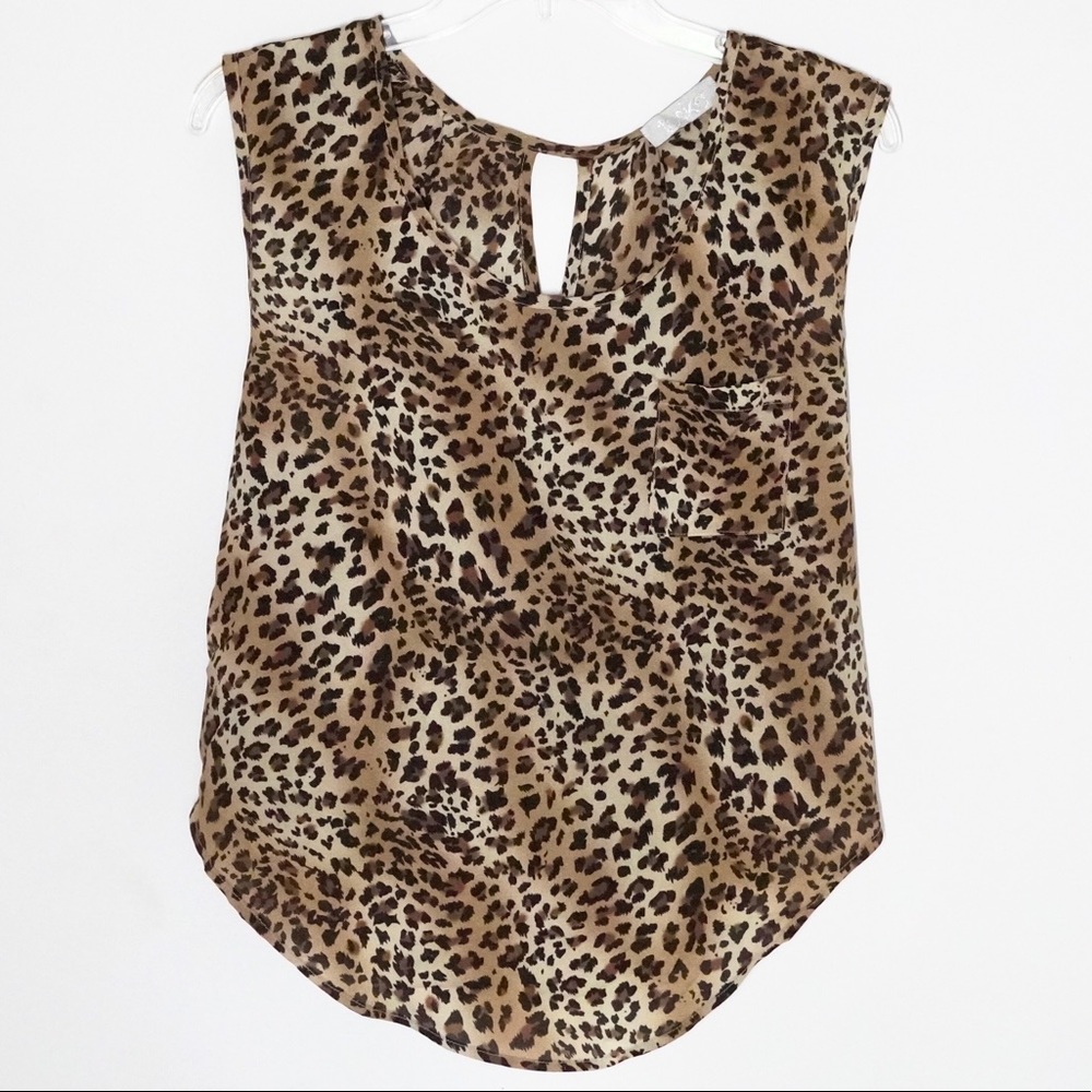Toska Leopard Print Open Cross Back Blouse Animal